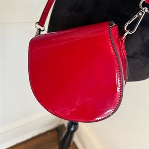 BCBG Generation Red Vegan Faux Patent Leather Small Crossbody Bag